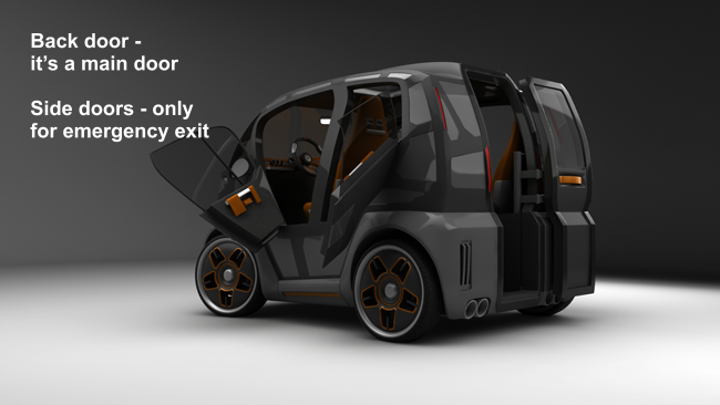 Future car Mirrow Provocator, side doors only for the emergency evacuation